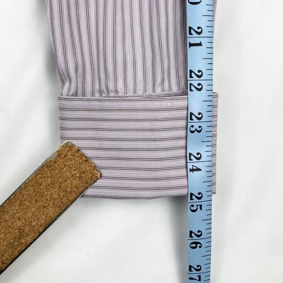 John Varvatos U.S.A. Purple White Stripe Cotton Button Shirt 16 1/2 LONG - Picture 10 of 10